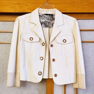 HURLEY Cotton Cropped Beige Jacket Snap Bronze Buttons size Small